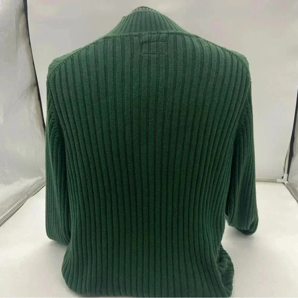Tommy Hilfiger Mens Crest XL 1/4 Zip Cable Knit Sweater Cotton Hunter Green - Picture 5 of 9